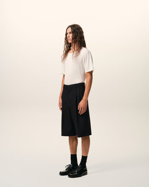 Black New Wool Low Waist Wide Bermuda Shorts - Man - 6 - AMI Paris - Ami Paris