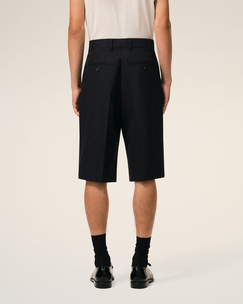 Black New Wool Low Waist Wide Bermuda Shorts - Man - 4 - AMI Paris - Ami Paris