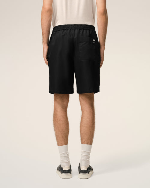 Black Nylon Elasticated Waist Ami De Coeur Stud Shorts - 4 - Ami Paris