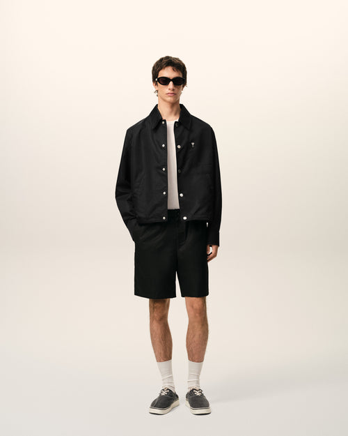 Short Noir Taille Elastiquée Rivet Ami De Coeur en Nylon - 2 - Ami Paris