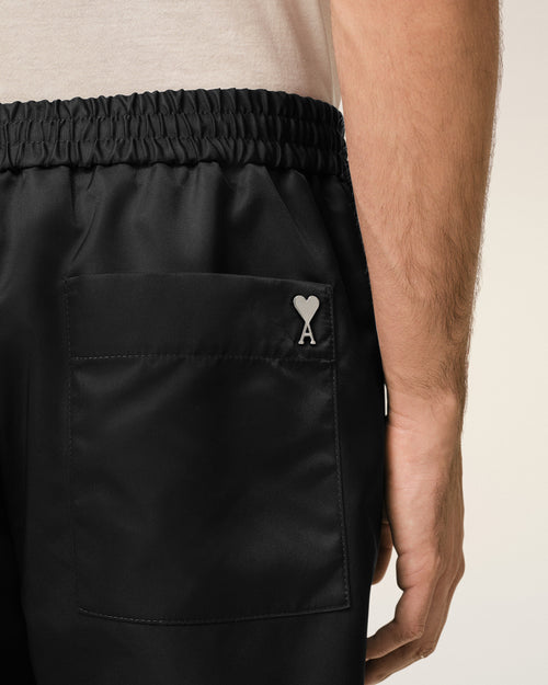 Black Nylon Elasticated Waist Ami De Coeur Stud Shorts - 5 - Ami Paris