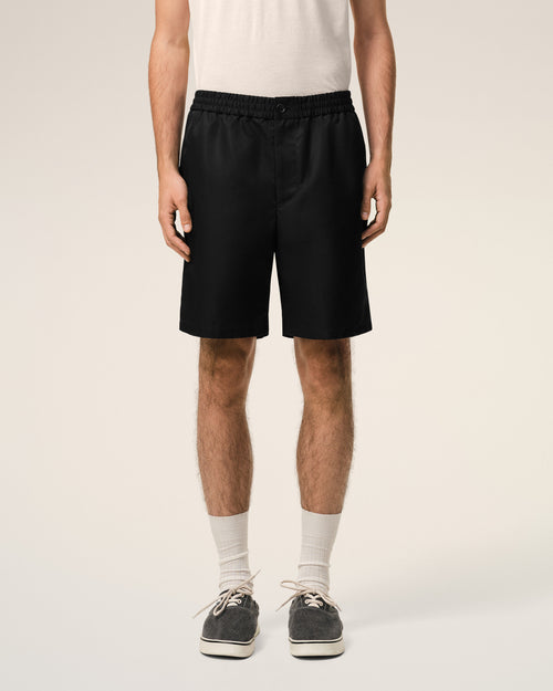 Black Nylon Elasticated Waist Ami De Coeur Stud Shorts - 3 - Ami Paris