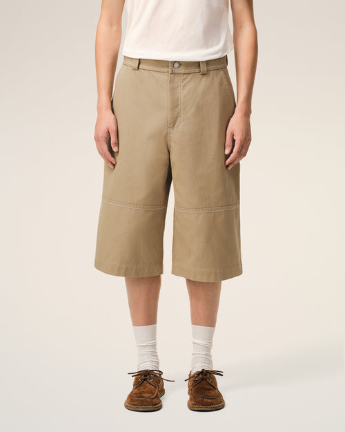 Bermuda de trabajo corta de algodón beige - Hombre - 3 - AMI Paris - Ami Paris