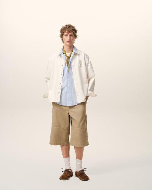 Beige Cotton Worker Bermuda Shorts - 2 - Ami Paris