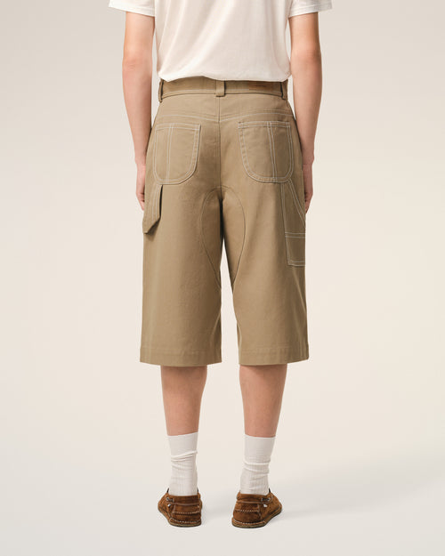 Bermuda de trabajo corta de algodón beige - Hombre - 4 - AMI Paris - Ami Paris