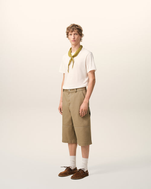 Bermuda de trabajo corta de algodón beige - Hombre - 6 - AMI Paris - Ami Paris