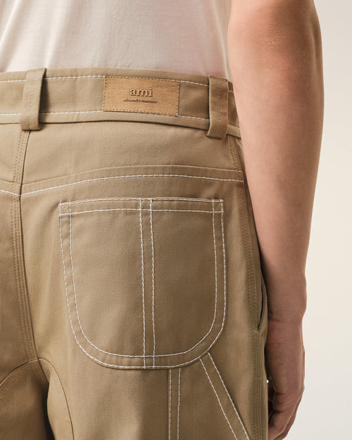 Bermuda de trabajo corta de algodón beige - Hombre - 5 - AMI Paris - Ami Paris