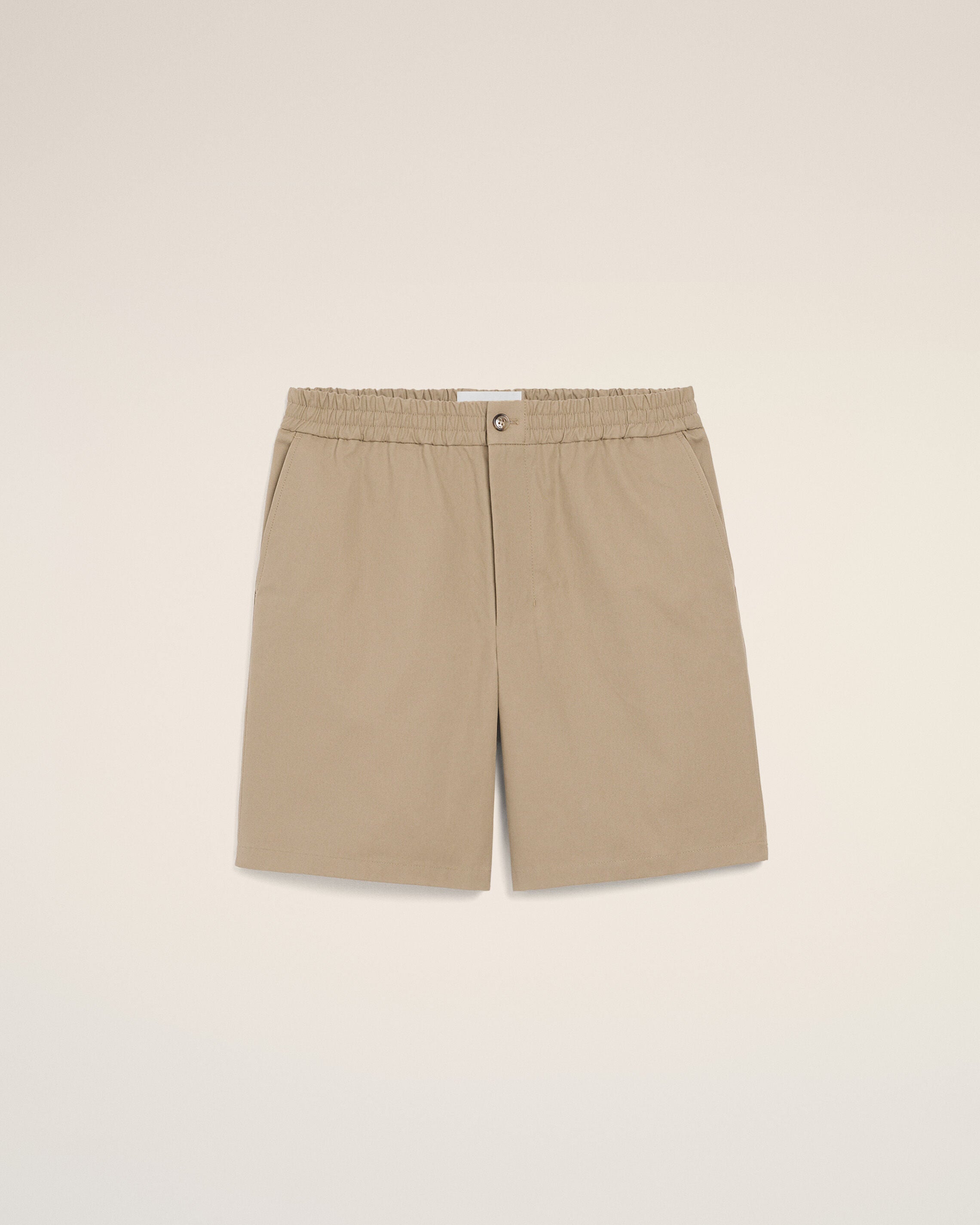 Pantalón corto con cintura elástica Ami de Cœur de algodón beige - 1