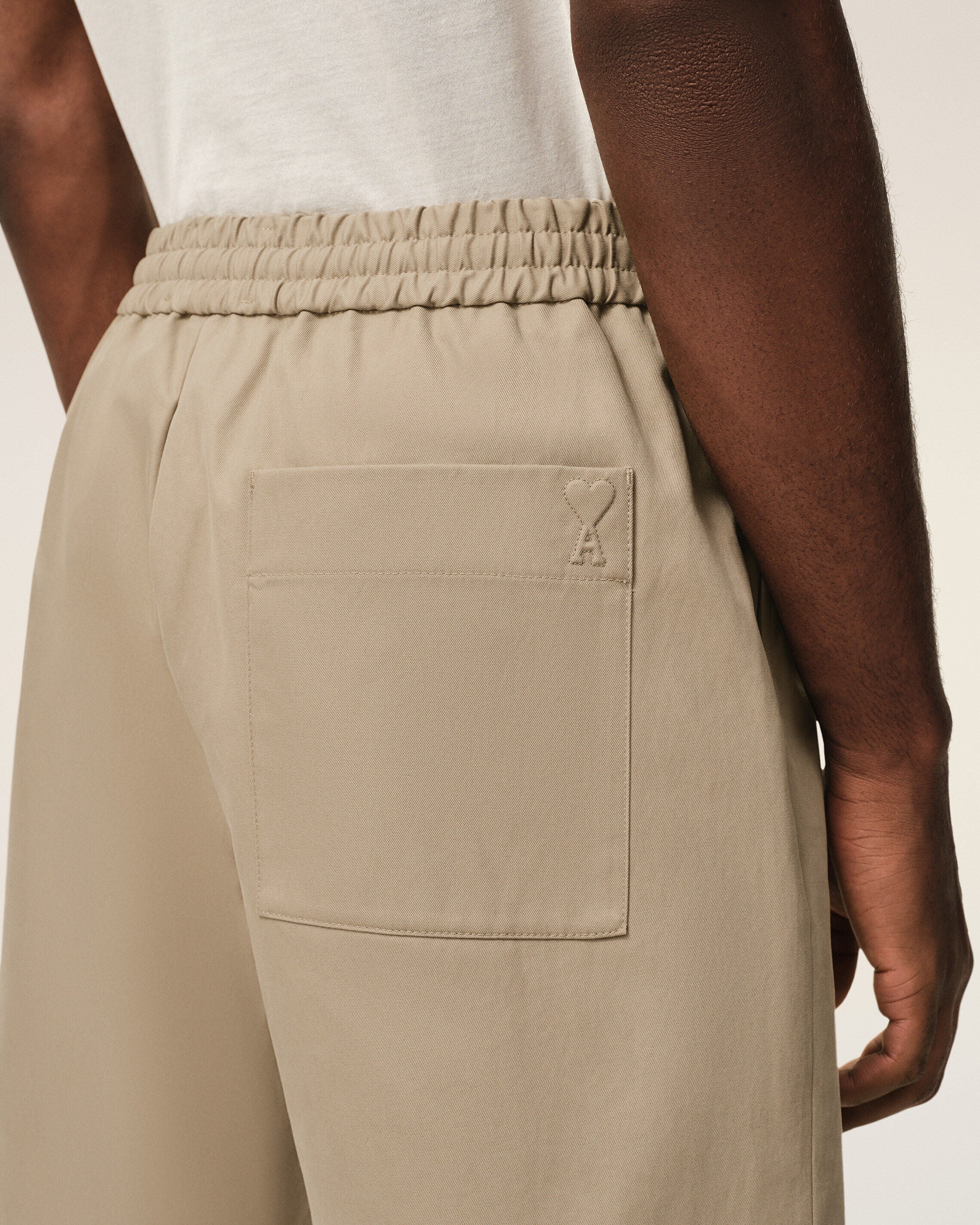 Pantalón corto con cintura elástica Ami de Cœur de algodón beige - 5