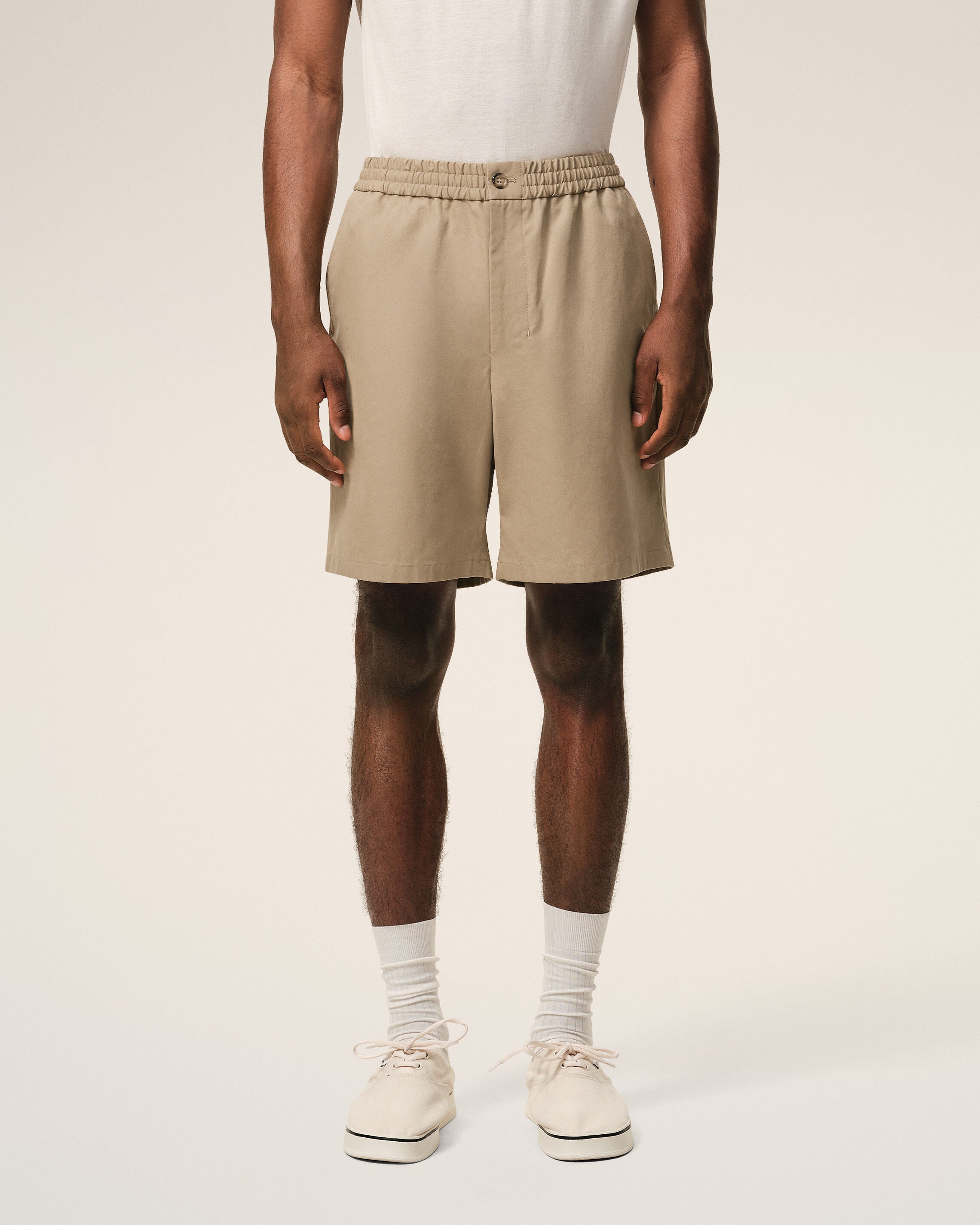 Beige Cotton Elasticated Waist Ami De Coeur Shorts - 3