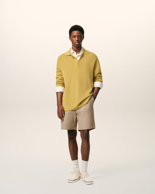 Short Beige Taille Elastiquée Ami De Coeur en Coton - 2 - Ami Paris