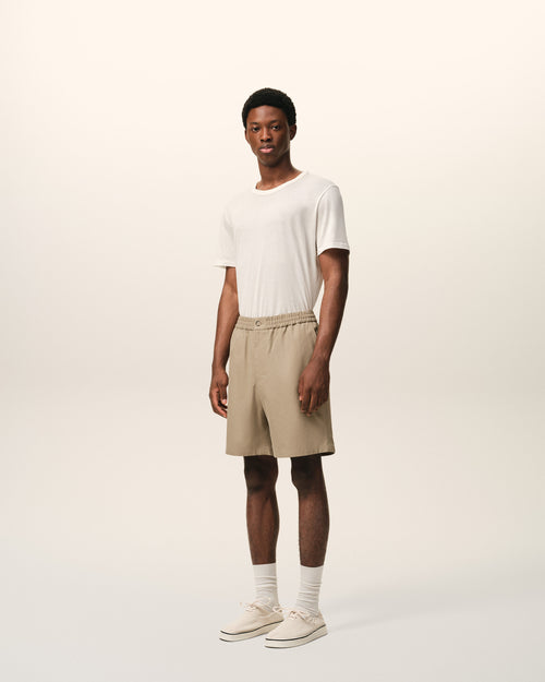 Pantalón corto con cintura elástica Ami de Cœur de algodón beige - Hombre - 6 - AMI Paris - Ami Paris