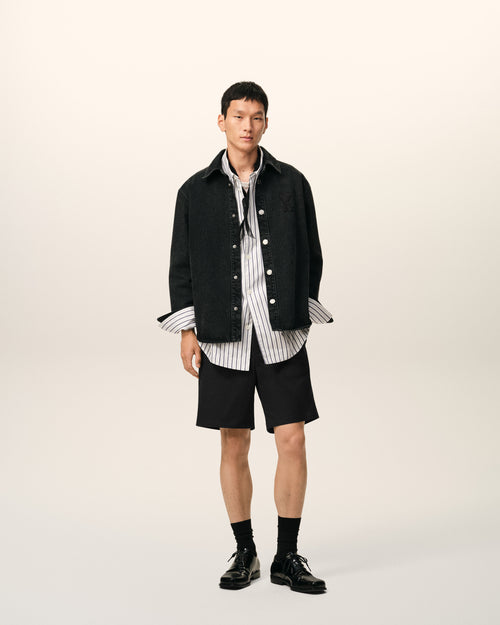 Short Noir Taille Elastiquée Ami De Coeur en Coton - 2 - Ami Paris