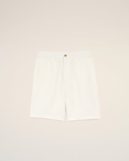 Beige Blended Linen Elasticated Waist Ami De Coeur Shorts - 1 - Ami Paris