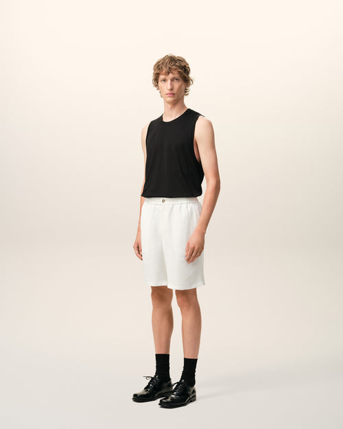 Beige Blended Linen Elasticated Waist Ami De Coeur Shorts - Man - 6 - AMI Paris - Ami Paris