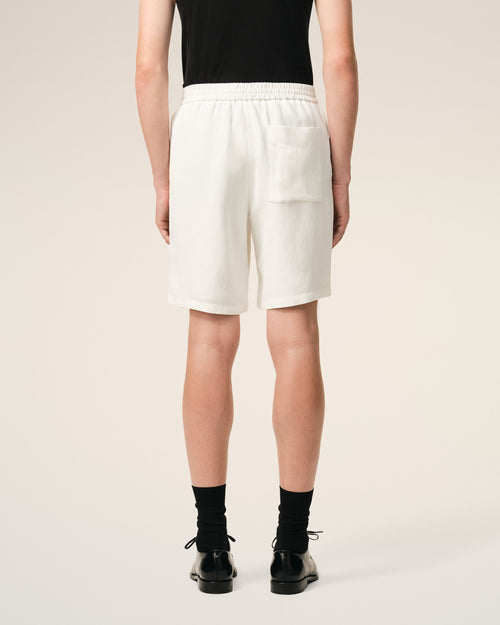 Beige Blended Linen Elasticated Waist Ami De Coeur Shorts - Man - 4 - AMI Paris - Ami Paris
