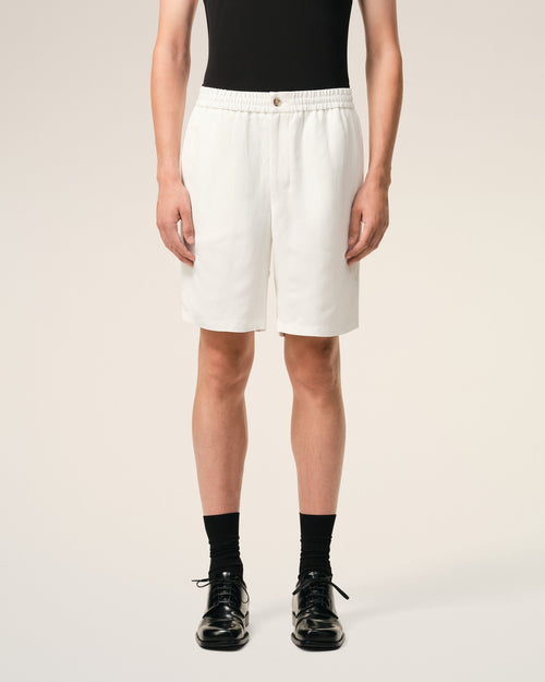 Beige Blended Linen Elasticated Waist Ami De Coeur Shorts - Man - 3 - AMI Paris - Ami Paris