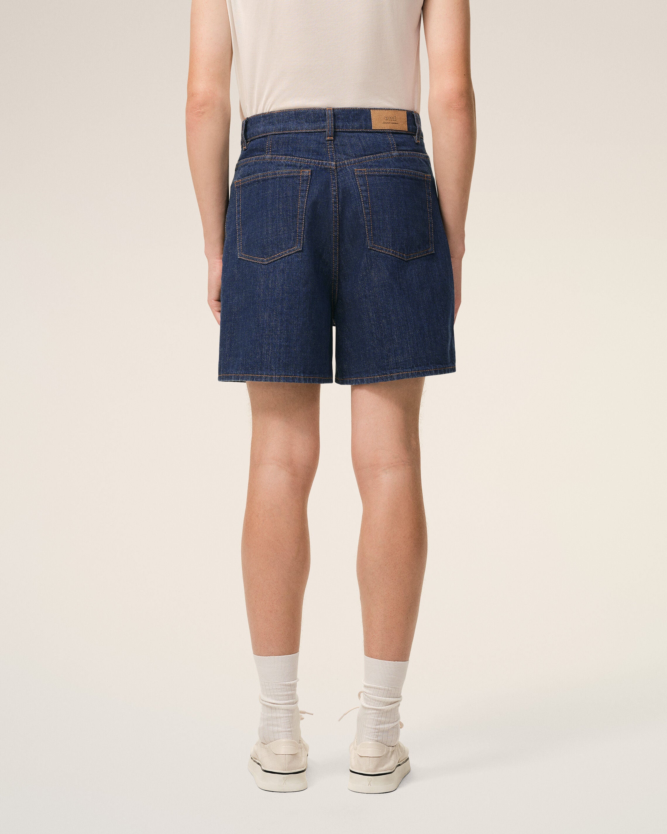 Blue Cotton Shorts With Ami Paris Heritage Label - 4