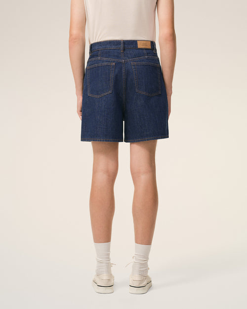 Blue Cotton Shorts With Ami Paris Heritage Label - 4 - Ami Paris