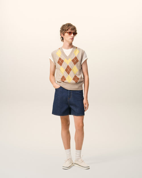 Blue Cotton Shorts With Ami Paris Heritage Label - 1 - Ami Paris