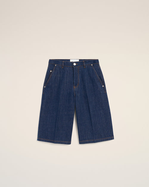 Bermuda Loose Bleu en Coton - 2 - Ami Paris