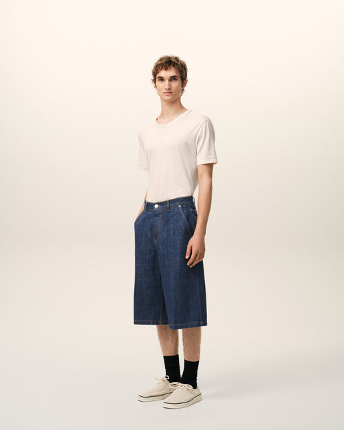 Bermuda Loose Bleu en Coton - 6 - Ami Paris