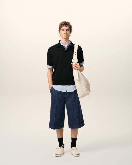 Blue Cotton Loose Bermuda Shorts - 2 - Ami Paris