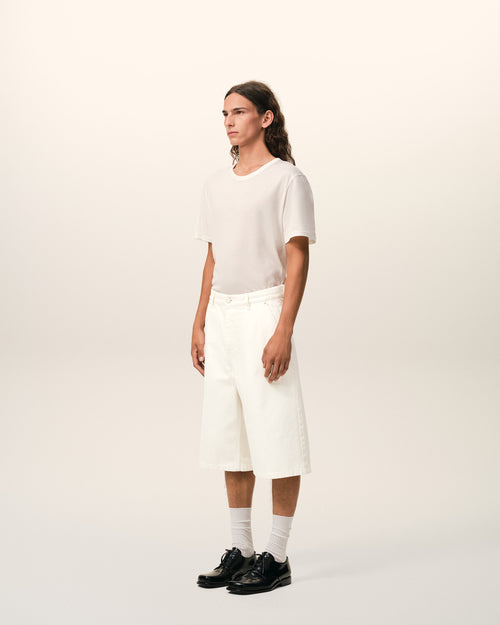 White Cotton Loose Bermuda Shorts - 6 - Ami Paris