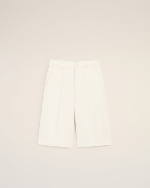 White Cotton Loose Bermuda Shorts - 2 - Ami Paris