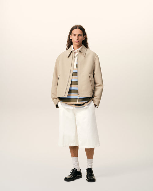 White Cotton Loose Bermuda Shorts - 2 - Ami Paris