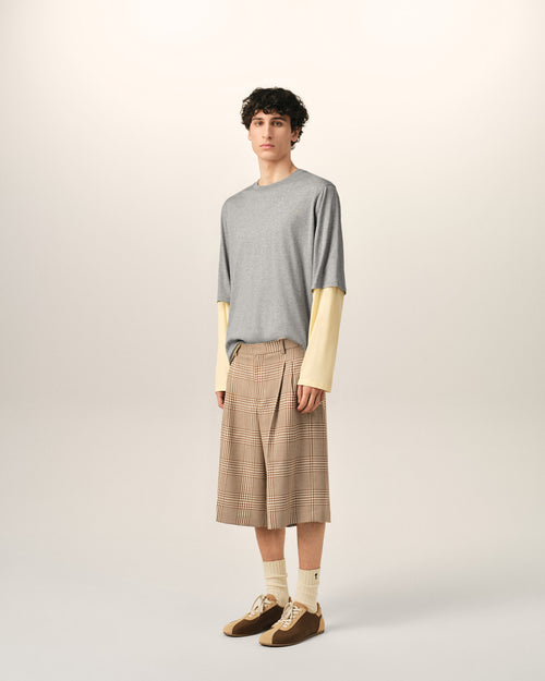 Brown Wool Prince Of Wales Checkered Shorts - Man - 6 - AMI Paris - Ami Paris