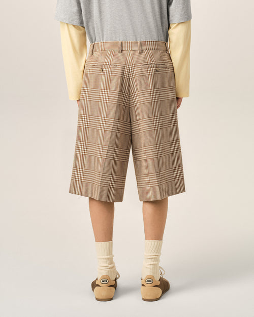 Brown Wool Prince Of Wales Checkered Shorts - Man - 4 - AMI Paris - Ami Paris