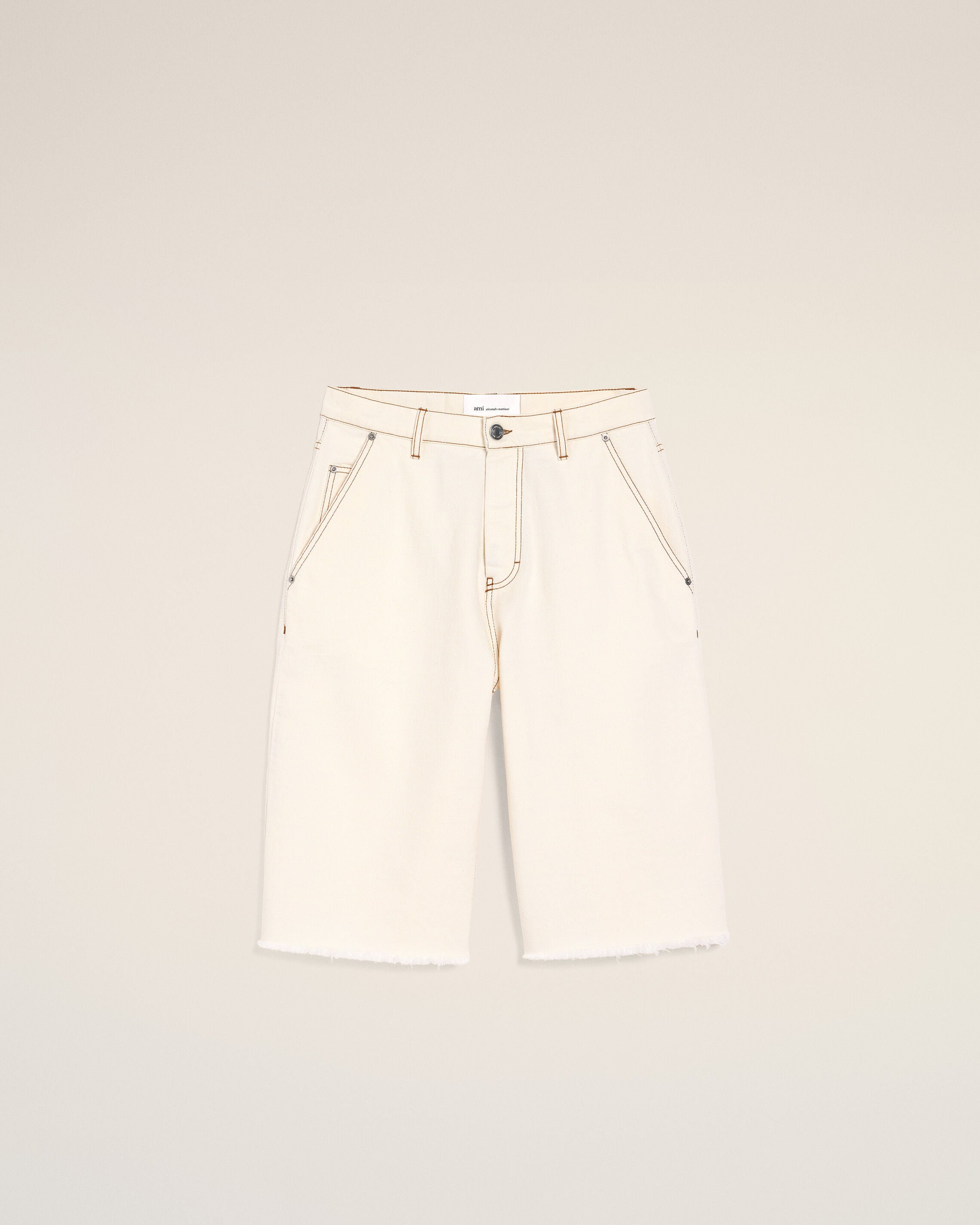 Short Blanc Coupe Wide En Coton - 1