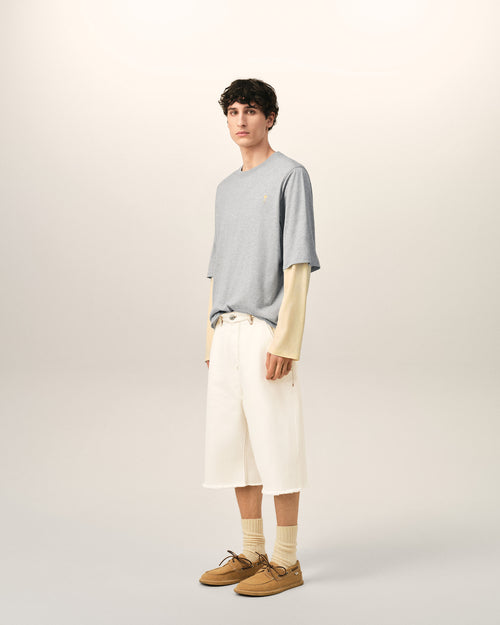 White Cotton Wide Fit Shorts - Man - 6 - AMI Paris - Ami Paris