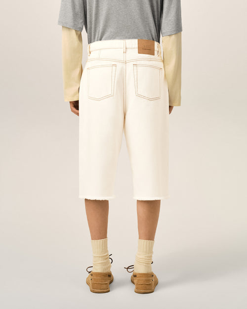 White Cotton Wide Fit Shorts - Man - 4 - AMI Paris - Ami Paris