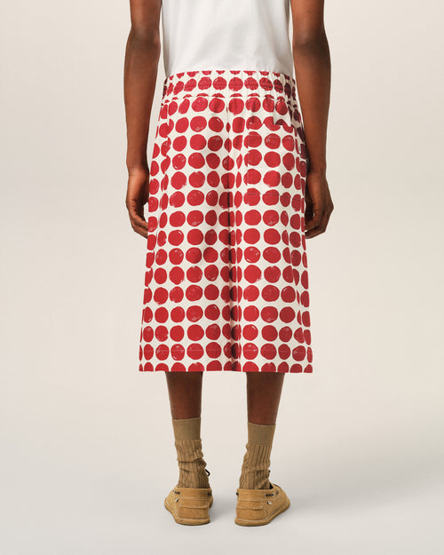 Red polka-dot large elasticated cotton bermuda shorts - Man - 4 - AMI Paris - Ami Paris