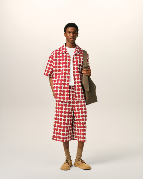 Red polka-dot large elasticated cotton bermuda shorts - Man - 2 - AMI Paris - Ami Paris