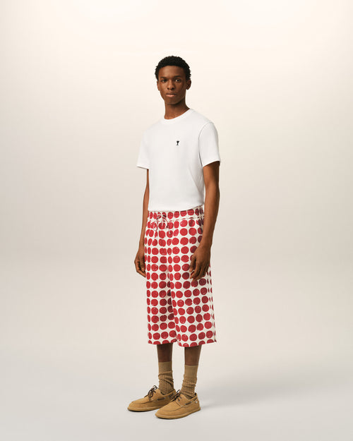 Red polka-dot large elasticated cotton bermuda shorts - Man - 6 - AMI Paris - Ami Paris