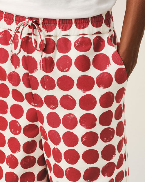 Red polka-dot large elasticated cotton bermuda shorts - Man - 5 - AMI Paris - Ami Paris