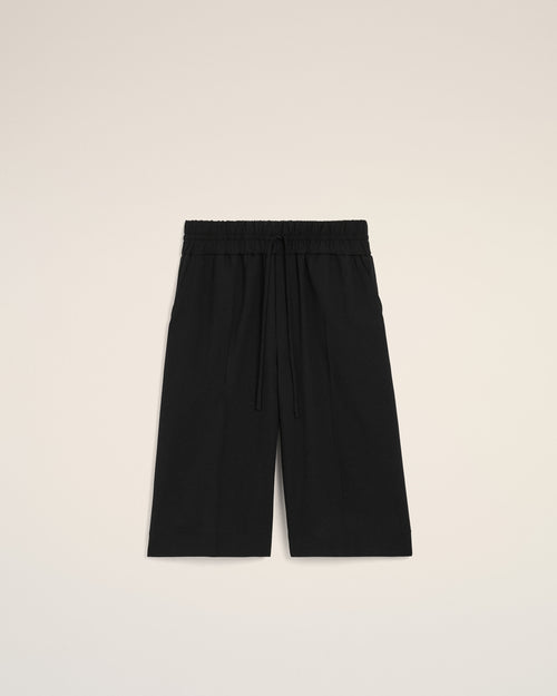 Black large elasticated wool bermuda shorts - 2 - Ami Paris