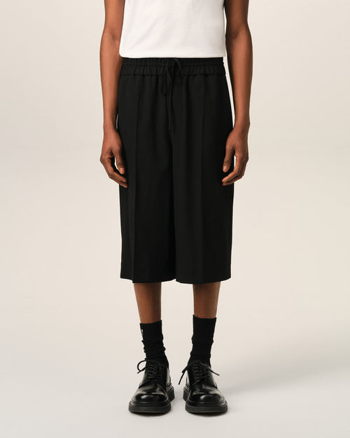 Black large elasticated wool bermuda shorts - Man - 3 - AMI Paris - Ami Paris