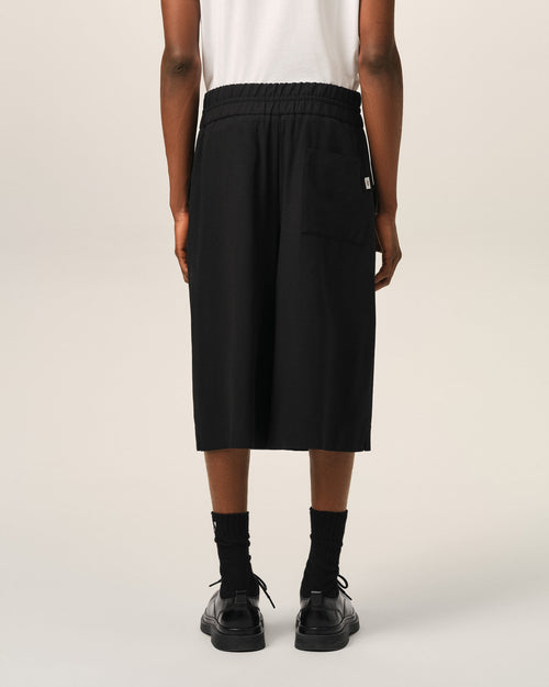 Black large elasticated wool bermuda shorts - Man - 4 - AMI Paris - Ami Paris
