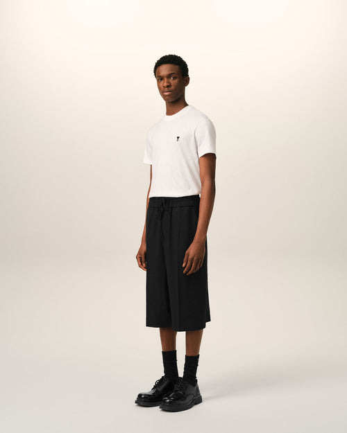Black large elasticated wool bermuda shorts - Man - 6 - AMI Paris - Ami Paris