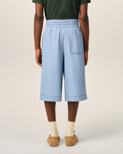 Blue large elasticated cotton bermuda shorts - Man - 4 - AMI Paris - Ami Paris