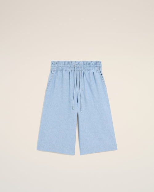 Blue large elasticated cotton bermuda shorts - 2 - Ami Paris