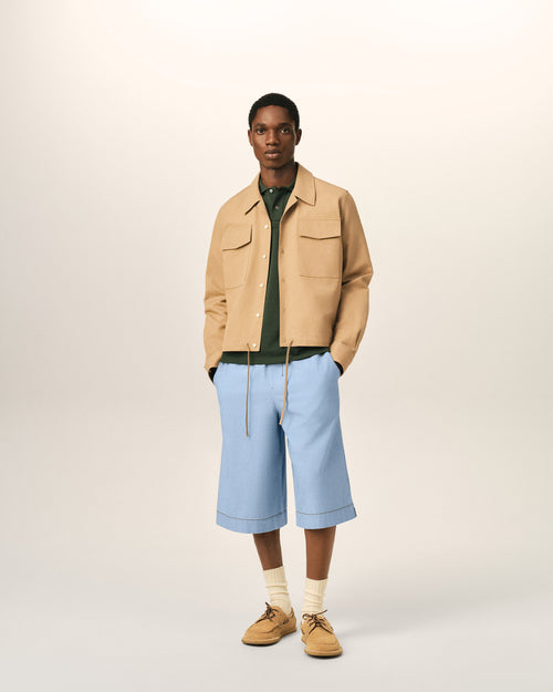 Blue large elasticated cotton bermuda shorts - 1 - Ami Paris