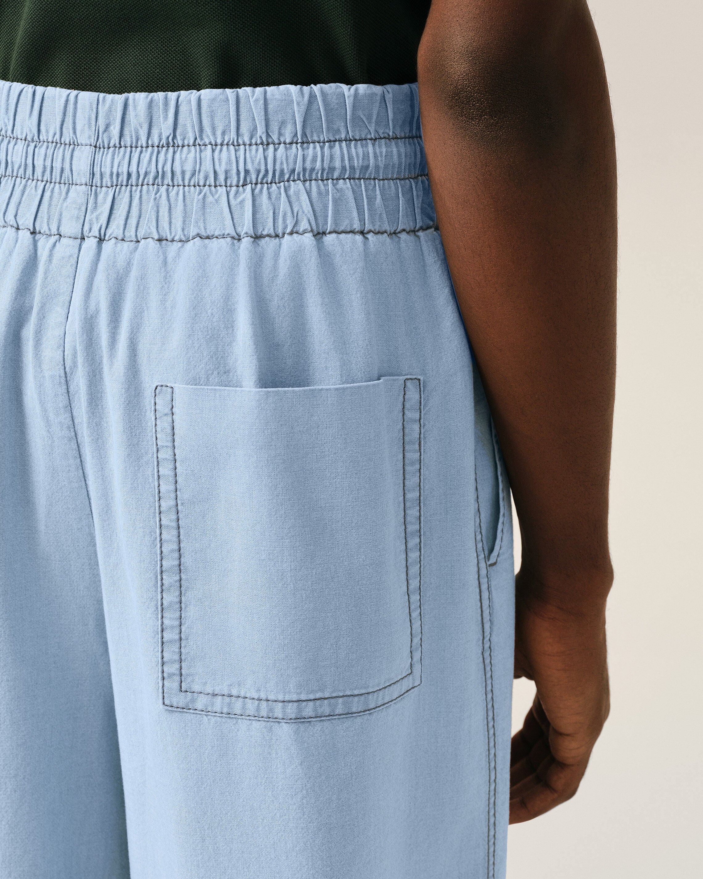 Blue large elasticated cotton bermuda shorts - 5