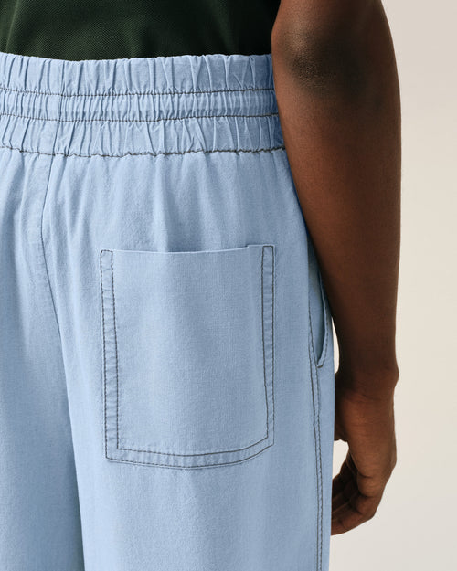 Blue large elasticated cotton bermuda shorts - Man - 5 - AMI Paris - Ami Paris