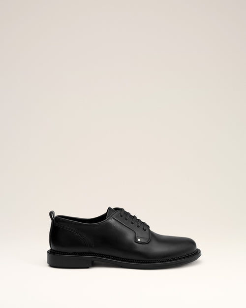 Black Leather Anatomical Toe Derbies - 1 - Ami Paris