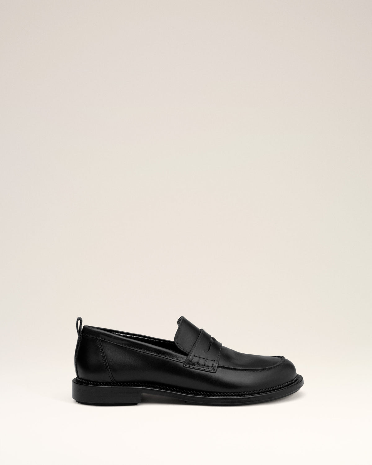 Moccassins Noirs A Bout Anatomique En Cuir - 1